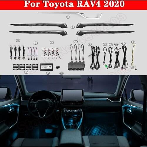 For Toyota RAV4 2020 Car Ambient Light Button And App Control Auto Decorative LED 64 colors Atmosphere Lamp illuminated Strip