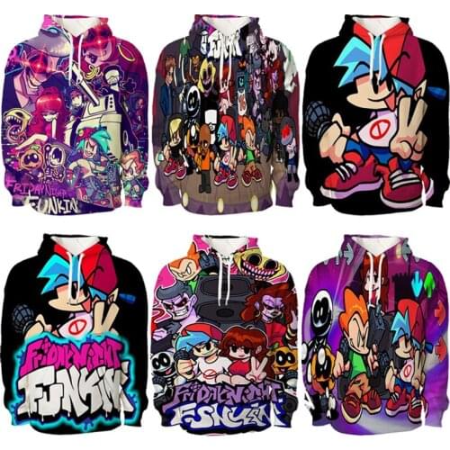 Children Friday Night Funkin Hoodies Boys Girls Pullover 3D Print Long Sleeve Fashion Streetwear Anime Game Sweatshirt Tops