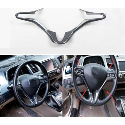 DNHFC Steering wheel decorated sequins carbon fiber style For Honda Civic 2005 2006 2007 2008 2009 2010 2011