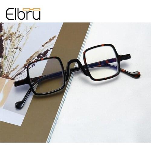 Elbru Vintage Anti-Blue Light Reading Glasses Fashion Square Ultra-Light Comfortable Anti-Fatigue Presbyopic Glasses Men Women