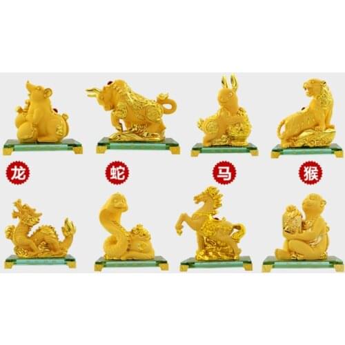 Zodiac animal brand: yixiang resin Placer gold Appearance: animal tiger rabbit Dragon snake horse and sheep statue Home
