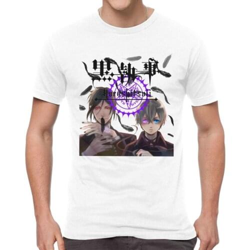 Black Butler Ciel T-shirt Men Fashion T Shirt Short Sleeve 100% Cotton Kuroshitsuji Sebastian Michaelis Tshirt Urban Tee Tops