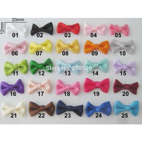 FZNNOK 25 Colors 20MM*12MM Mini Bows Jewelry Ornament 100Pcs Satin Ribbon Bowtie Hats Decoration