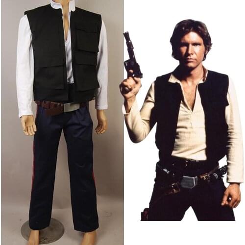 Hot Sale Cosplay ANH A New Hope Han Solo Costume Vest Shirt Pants Halloween Carnival Adult Men