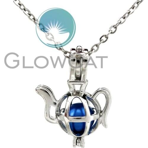 KK812 Cute Flagon Beads Cage Locket Pendant Essential Oil Diffuser Oyster Pearl Cage Aroma Locket Necklace