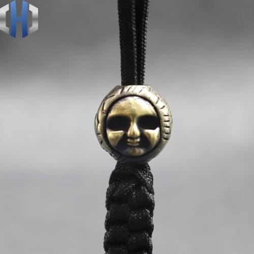 2019 Brass Knife Beads Pendant EDC Umbrella Rope Pendant Flashlight Pendant White Copper Evil Face Lanyard DIY Paracord Beads