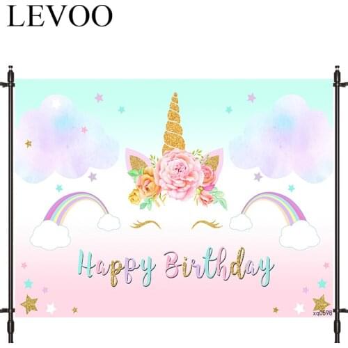 LEVOO Photographic Background Unicorn Rainbow Princess Color Birthday Photocall Photobooth Studio Photography Backdrop