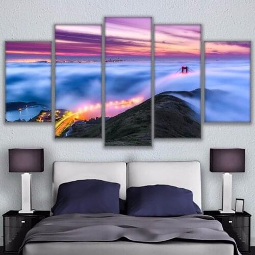 Canvas Painting Modular Picture Wall Art 5 Panels San Francisco Cityscape Home Decoration For Living Room Modern Printing Type