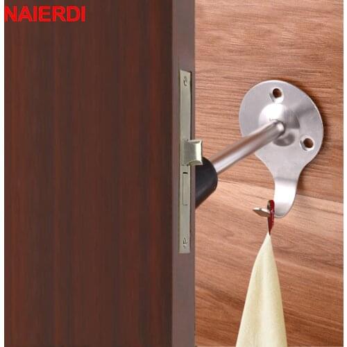 NAIERDI Stainless Steel Door Stopper Bathroom Wall Hooks Floor Wall Mount Hanging Hook Non-magnetic Door Holder Door Hardware