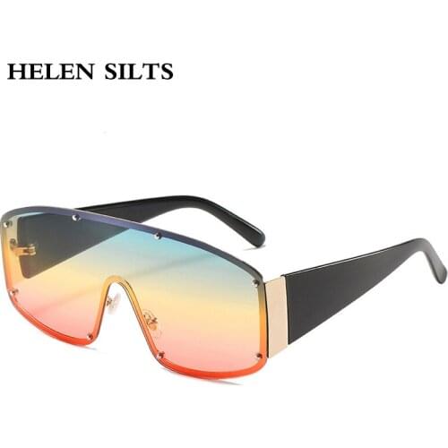 New Fashion Rimless Square Sunglasses Women Fashion Metal Big Frames Grandient Sun Glasses For Female Vintage Shades Oculos H64