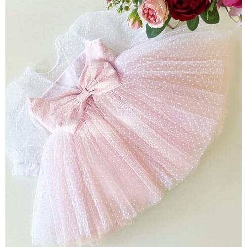 Kids Princess Dress For Girls Flower Wedding Tulle Ball Gown Baby Kids Clothes Party Polka Dots Formal Wear Children Clothing
