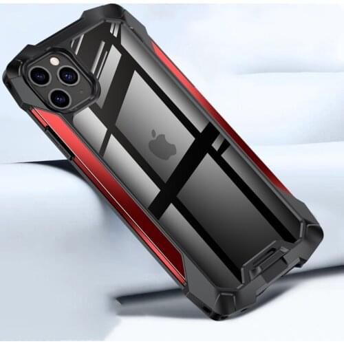 Shockproof Metal Case For Iphone 11 Pro Max Transparent Back Soft Silicone Airbag Bumper Luxury Simple Cover For Iphone 12 Pro