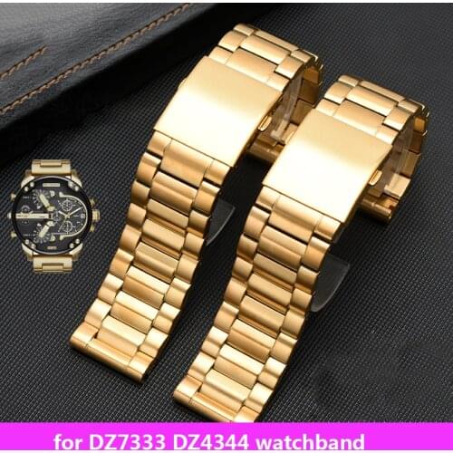 High quality stainless steel watchband for DZ7333 DZ4344 wrist strap mens large dial gold accessories 24 26 28mm bracelet