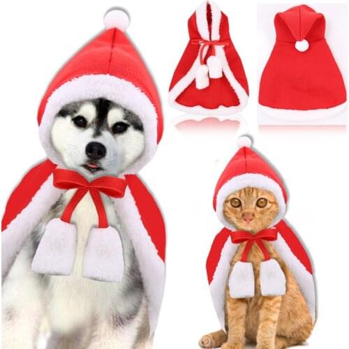 Christmas Dog Clothes for Dogs Coat Chihuahua Warm Halloween Costume for Small Big Dogs Pet Cat Dog Red Cloak Puppy Pet Clothing