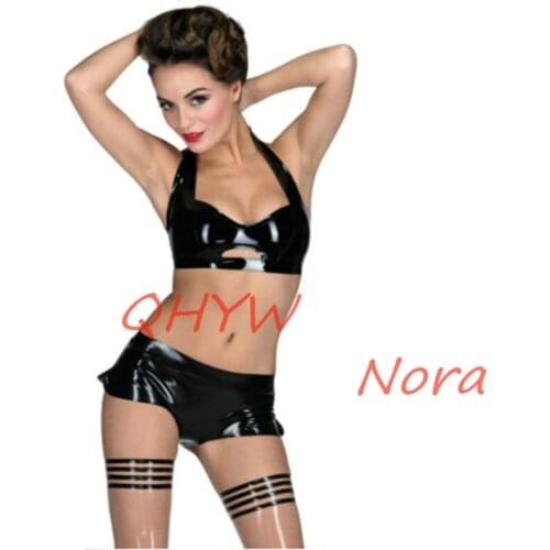 Sexy Latex Underwear Bras&Shorts Briefs Handmade Women Short Exotic Rubber Underwear Women Panties&Bras