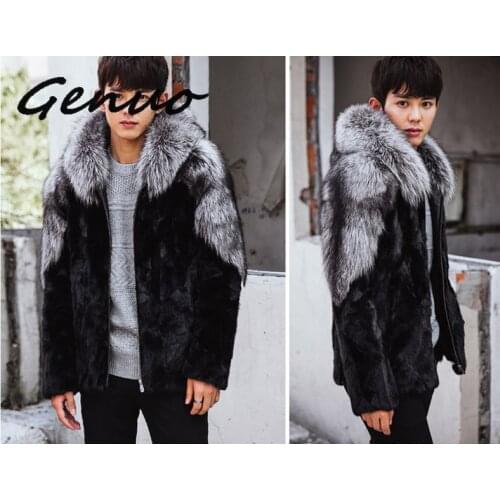 Genuo New S/6Xl Male Imitation Fur Coats Patchwork Hooded Winter Autumn Warm Patchwork Fur Outwears Plus Size Mens Fur Clothes