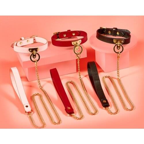 Sexy SM leather real cowhide dog slave neck collar alternative bondage couple toy flirting sex toy