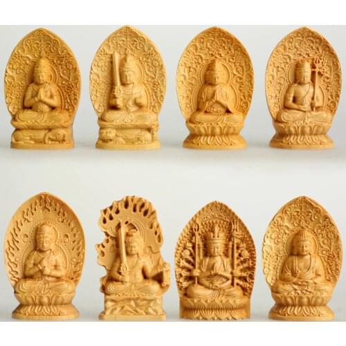 7cm Buddha Statues Pray Image Box Wood Carvings Guanyin Ornaments The Birth of Small Statue
