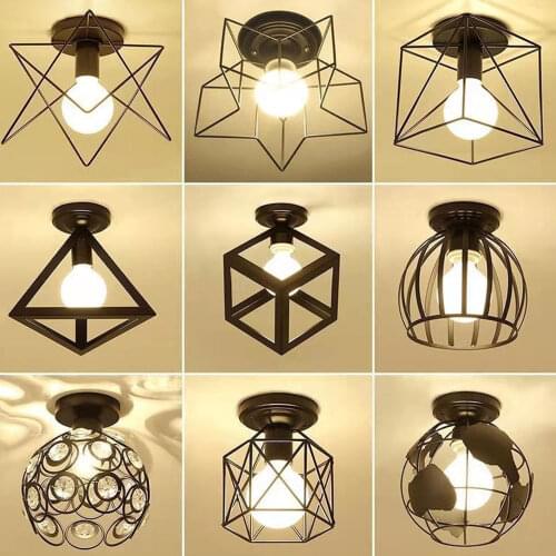 Led Plafondlamp Modern Ceiling Lights Vintage Cage Plafonnier Earth Luminaire For Dining Room Kitchen Lampara Techo Iron Shell