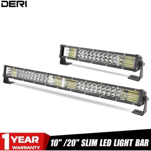 LED Light bar 10'' 20 inch Slim Tri-row combo beam Work light lamp led bar for jeep off road 4x4 Auto tractor ATV Uaz 12V 24V
