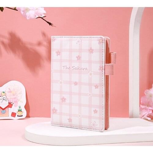 Cherry Blossoms Notebook A6 PU Notepad w/ 2 Pen Holders Diary Plan Notebook Pocket Notepad for Children Ladies School A9LC
