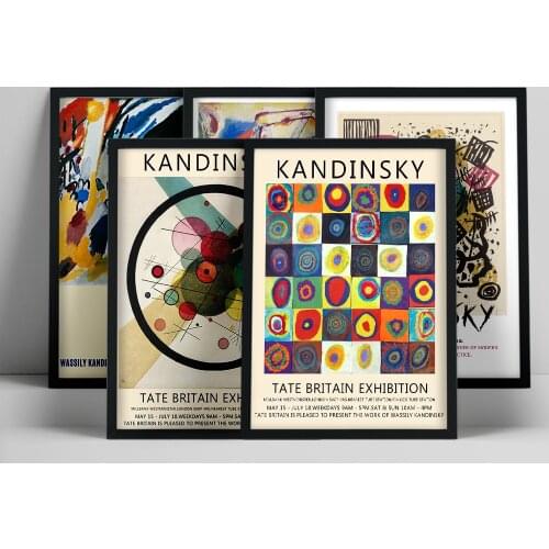 Kandinsky Exhibition Poster Vintage Colourful Abstract Canvas Painting Wall Art Prints Picture for Living Room Home Decoration