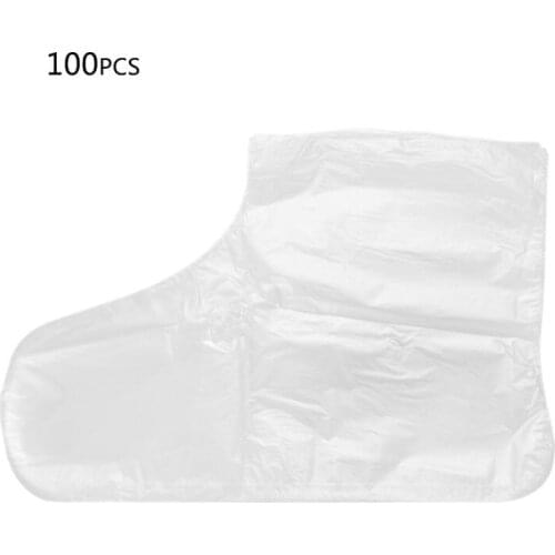 100Pcs/Pack Disposable Plastic Foot Covers Transparent Shoes Cover Paraffin Bath Wax SPA Therapy Bags Liner Booties