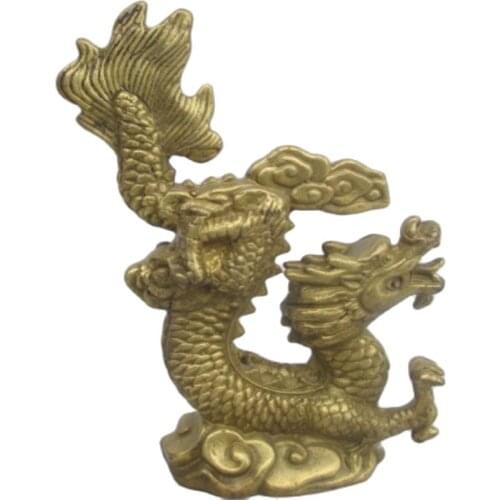 4.72 inch / Chinas rare manual hammer brass dragon statue