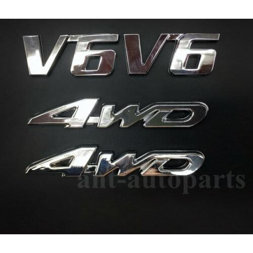 4pcs V6+4WD Metal Chrome Trunk Tailgate Rear Emblem Car Auto Badge Sticker Decal