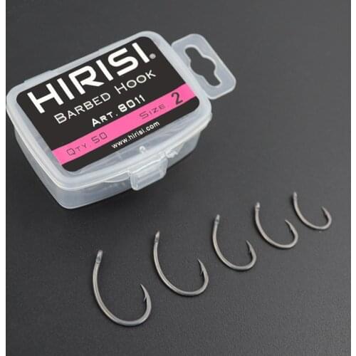 50 Pcs Sea Offset Hook Carp Fishing Bait Hooks Universal Dry Fly Hooks Single Barbless Curved Hooks Non-barb Hook Boxed Pesca