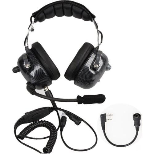 Aviation Walkie Talkie Headset Noise Cancelling Heaphone For Kenwood Baofeng UV-5R UV82 TK3302 2 Pins Two Way Radio