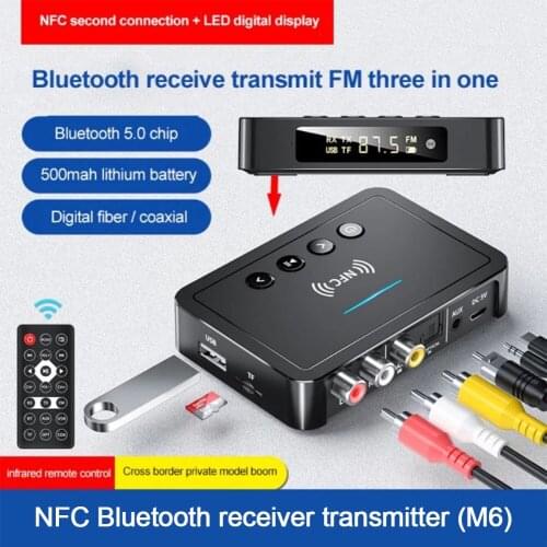 Wireless Bluetooth-compatible 5.0 Receiver Transmitter NFC FM Stereo AUX 3.5mm Jack RCA Optical Handsfree Call Audio Adapter TV