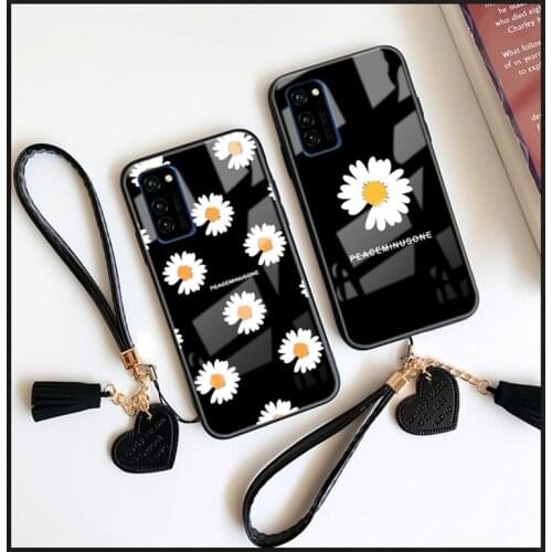 Strap & Case For Samsung A31 A41 A21 A20E A10E A01 A11 Peaceminusone Daisy Fashion Hard Glass Cover For Samsung A20 A31 A10 A20S
