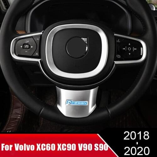 For Volvo XC60 XC90 V90 S90 2018 2019 2020 ABS Carbon Car Steering Wheel Trim Decoration Cover Stickers Internal Accessories