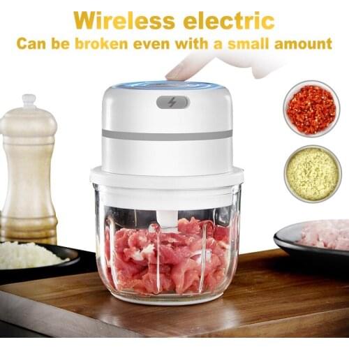 Home Electric Garlic Chopper Set USB Charging Vegetable Masher Wireless Garlic Press Ginger Chili Meat Grinder Kitchen Grinding