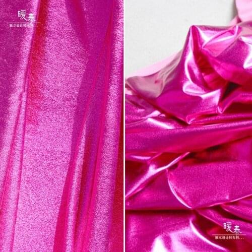 Knit Stretch Spandex Fabric HotPink Imitation Leather DIY Patches Swimwear Stage Clothes Tights Leggings Dress Designer Fabric