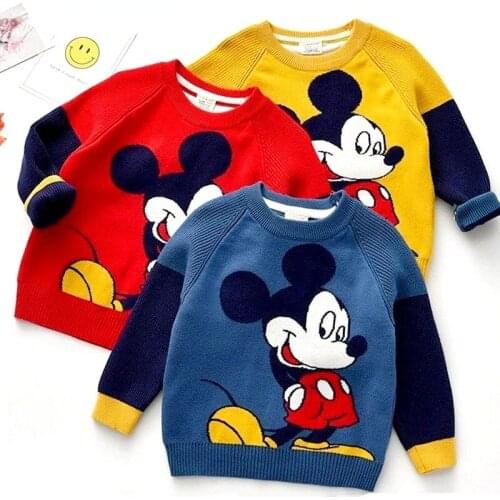 Boys Cotton Sweater Childrens Pullover Knitting Shirt Boys Round Neck Sweater Double Layer 2021 New Style Cartoon Sweater