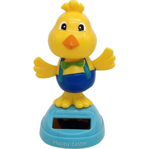 Solar Powered Toy Bobbing Head & Body, Mini Cartoon Chick Figures, Dashboard Car Decor, Home Office Desktop Ornaments