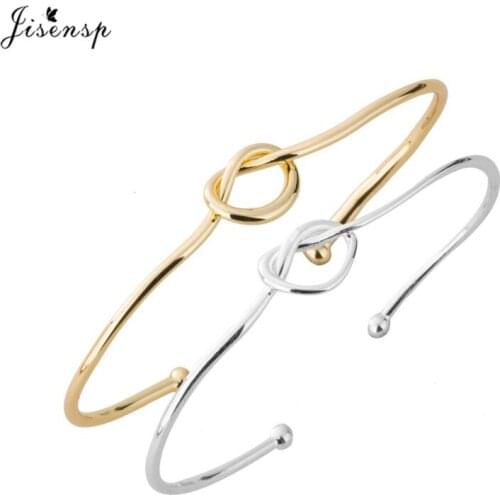 Jisensp New Simple Love Heart Knot Bracelet Bangle Knot Adjustable Bangles Stretch Bracelets for Women Dainty Knot Bangles