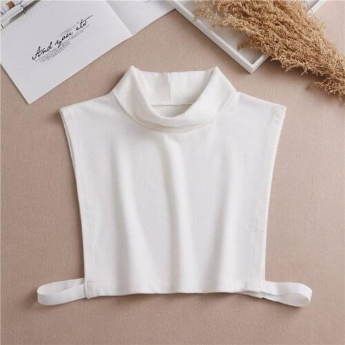 Fashion Cotton Fake Shirt High Neck Sweater Blouse Detachable Collars Ladies Removable False Collar Neck Tie Decorative