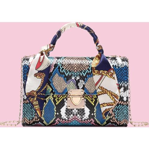 Womens Fashion Square Bag Crossbody Messenger Designer Brand Original Snakeskin Pattern Lady Crossbody Fashion Small Handbag