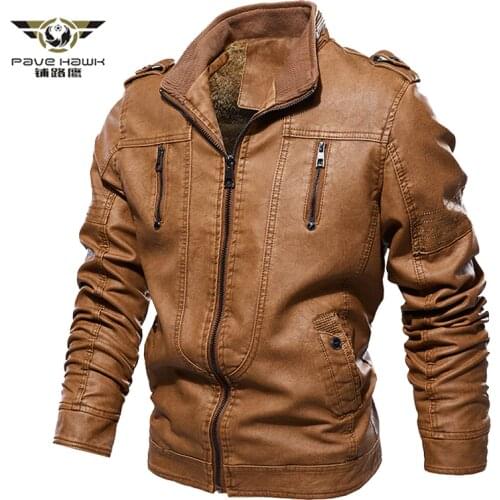 Mens Winter Leather Jacket Motorcycle Leisure Leather Male Bomber Men Autumn Fleece Jackets Outerwear Leather coat