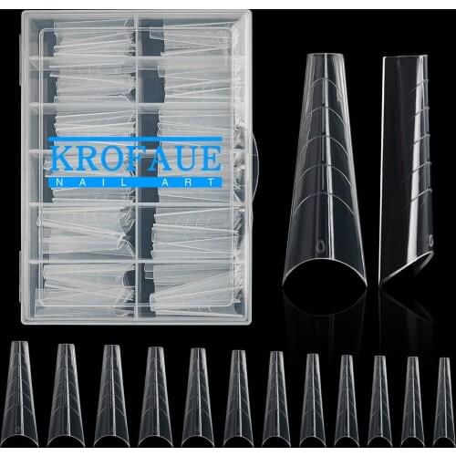 KROFAUE Fake Nail Finger Extension Dual Forms Accessories Drop Shape Clear 120Pcs/Box Manicure Tools Mold For Acrylic Nails