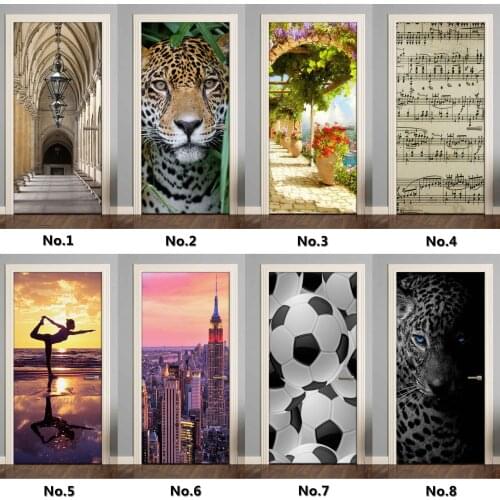 Custom Size Art Door Stickers For Living Room Bedroom Landscape PVC Self Adhesive Wallpaper Waterproof Renovation Mural Decals
