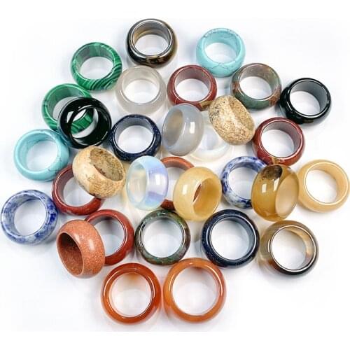 1PC New Real Natural Stones Rings 12mm Agates Rings Inner Diameters 20mm for Women MenJewelry Necklace Bracelet Accessorie