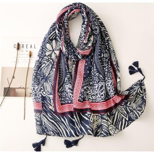 New Designer Scarf Shawl For Women Geometric Pattern Soft Ladies Head Wraps Cotton Feeling Hijabs 180x90cm