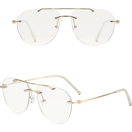 Men Women Anti Blu Ray Vintage Ultralight Rimless Double Bridge Custom Made Myopia Glasses -1 to -6 Reaing Glasses +1 to +4