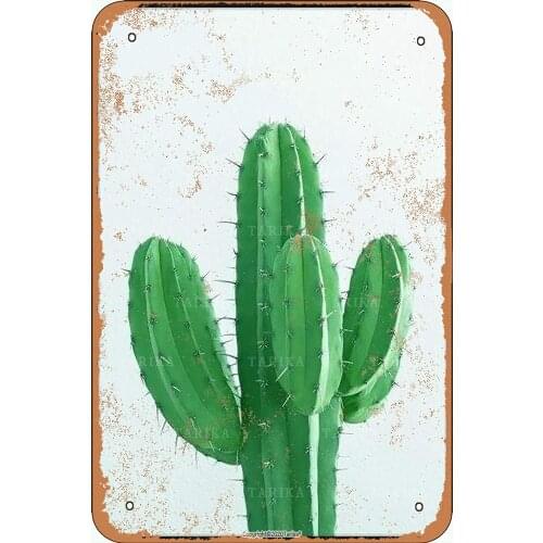 Tarika Cactus Tin Vintage Look20X30 Inch Decoration Plaque Sign for Home Funny Wall Decor