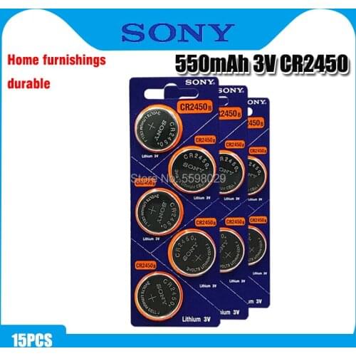 15pcs Original Sony CR2450 Button Battery 5029LC BR2450 BR2450-1W CR2450N ECR2450 DL2450 KCR2450 LM2450 For Watch Toy Remote