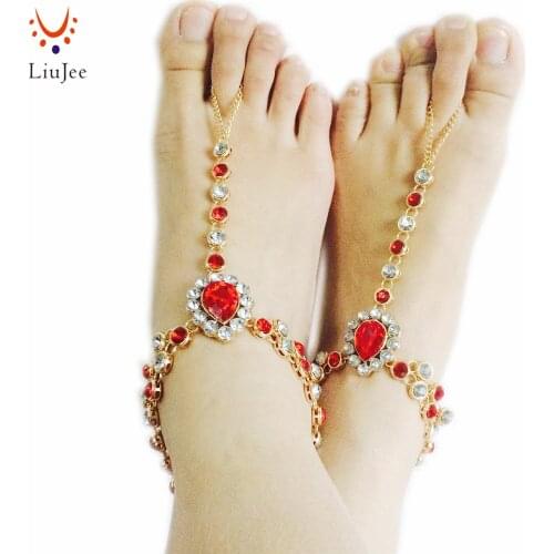A pair Long Summer Vacation Anklets Bracelet Sandal Sexy Leg Chain Women Boho Crystal Anklet Statement Jewelry AK004